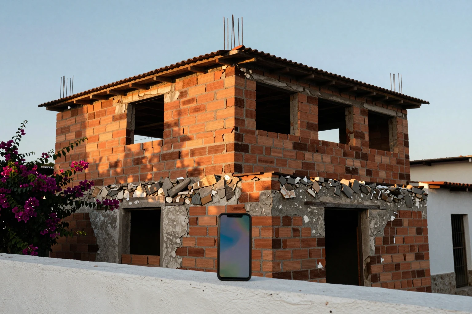 Una casa en construcción en el campo mexicano.