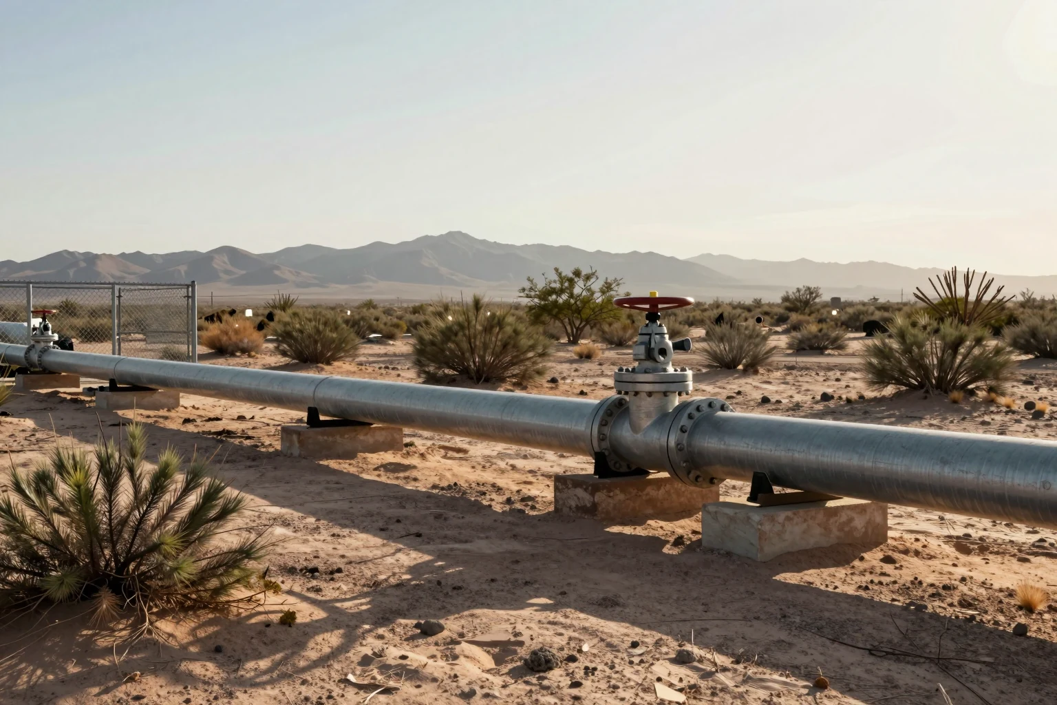Un gasoducto cruza el desierto del norte de México.